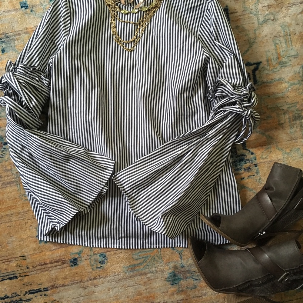 Navy and White stripped blouse. Size Small